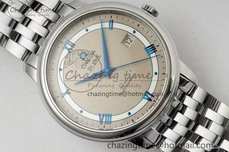 0325 HighPerformance De Ville SS DIWF 1:1 Best Edition Gray White Dial Blue Markers on SS Bracelet MIYOTA 7852